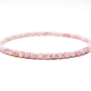 4mm火磨珠100颗 捷克水晶珠火光枣珠串珠diy 不透白珠光粉黄玉