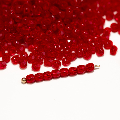 3mm火磨珠100颗半透明红