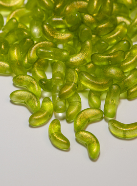 6x13mm捷克进口古董珠 郁金香小船叶子绿色手链耳环diy串珠琉璃