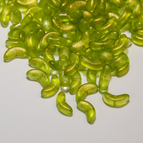 6x13mm捷克进口古董珠 郁金香小船叶子绿色手链耳环diy串珠琉璃