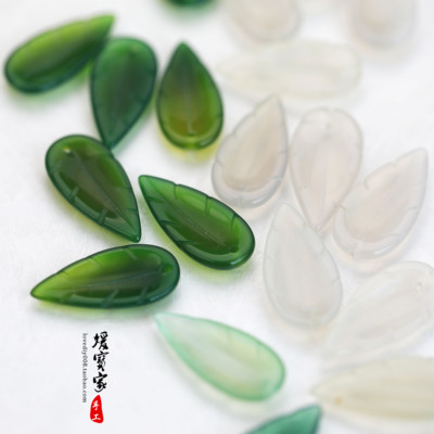 c027半宝石/玉髓叶子9x24包挂手链项链吊坠发簪材料簪子diy首饰