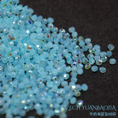 3mm100颗牛奶海蓝宝捷克水晶珠