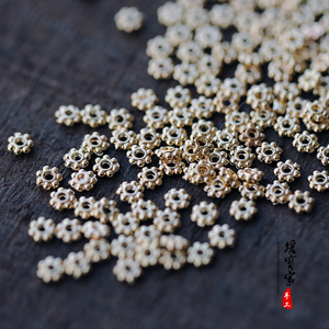 1f29铸铜挂镀4mm镀金雪花小隔片diy步摇发簪手链项链手工材料