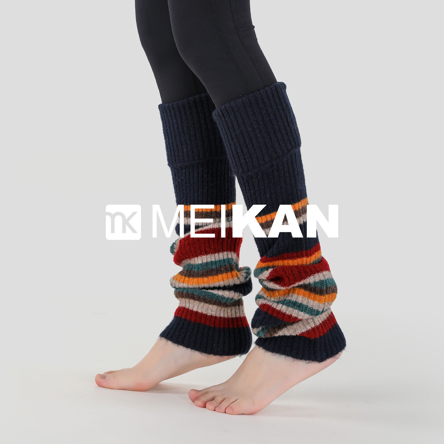 【羊毛】MEIKAN瑜伽袜套撞色条纹袜套针织袜子显瘦羊毛喇叭腿套,运动/瑜伽/健身/球迷用品,瑜伽袜子,淘宝优惠券,粉丝福利购,淘宝优惠卷