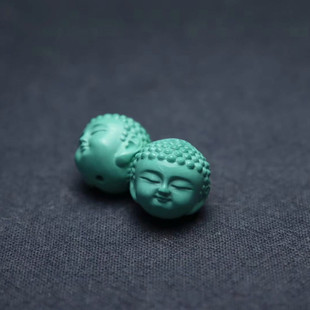 原矿绿松石宝宝佛头diy配饰件 湖北高瓷蓝绿松石雕刻宝宝背云散珠