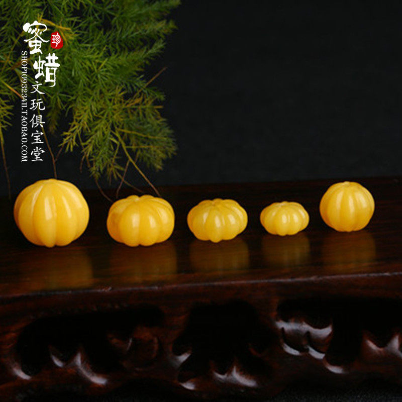 天然鸡油黄蜜蜡散珠DIY手链手串南瓜圆珠配珠毛衣链项链星月配饰