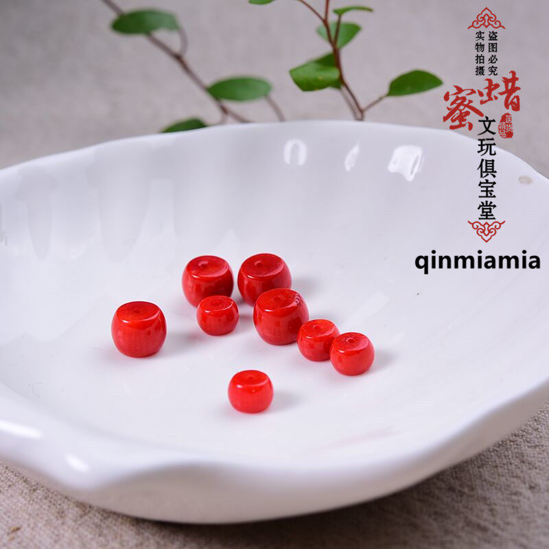 天然红宝石桶珠手串手链苹果珠鼓珠散珠配饰108颗红色宝石车轮珠