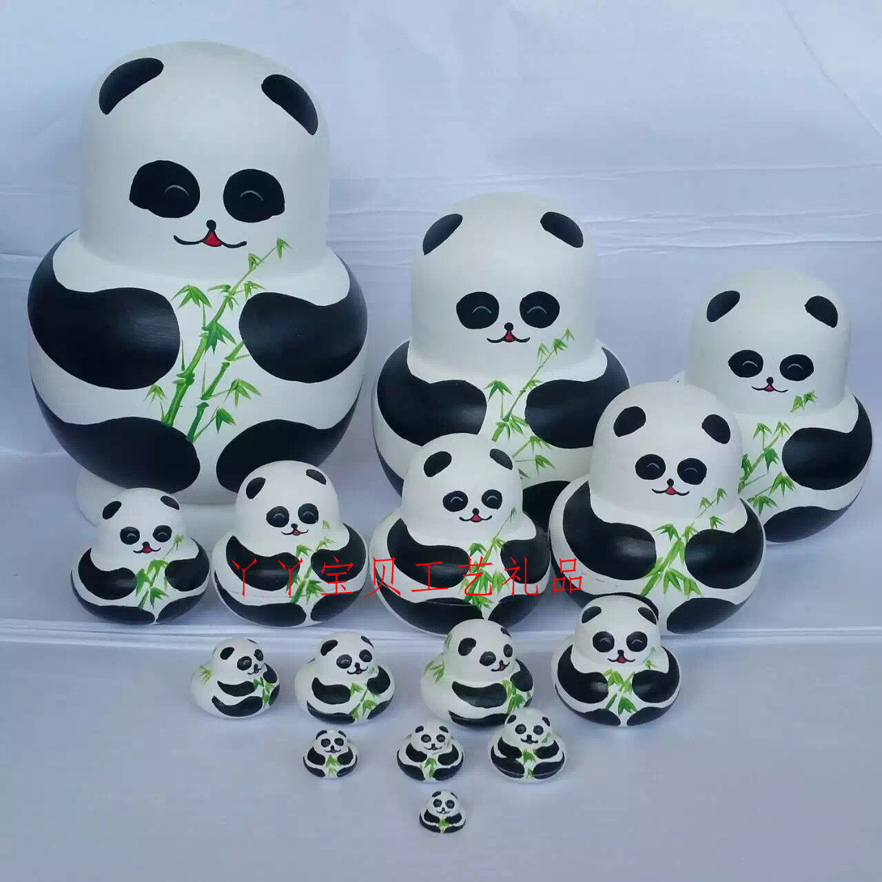 熊猫俄罗斯套娃工艺许愿家居摆设