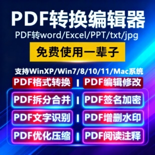 PDF 编辑器中文版 PDF转Word 修改拆分合并压缩加密 中文Win/Mac