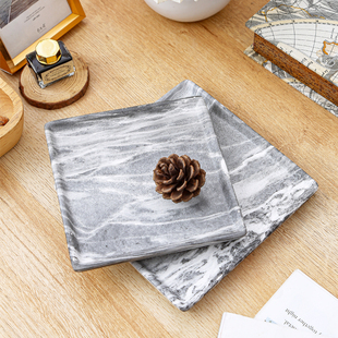 陶瓷正方形花盆接水盘北欧装饰莫兰迪色底座加厚垫子积水盆景花托