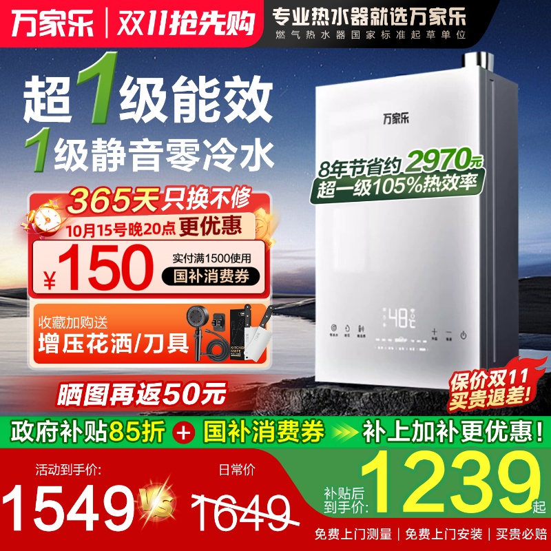 政府补贴一级能效静音燃气热水器