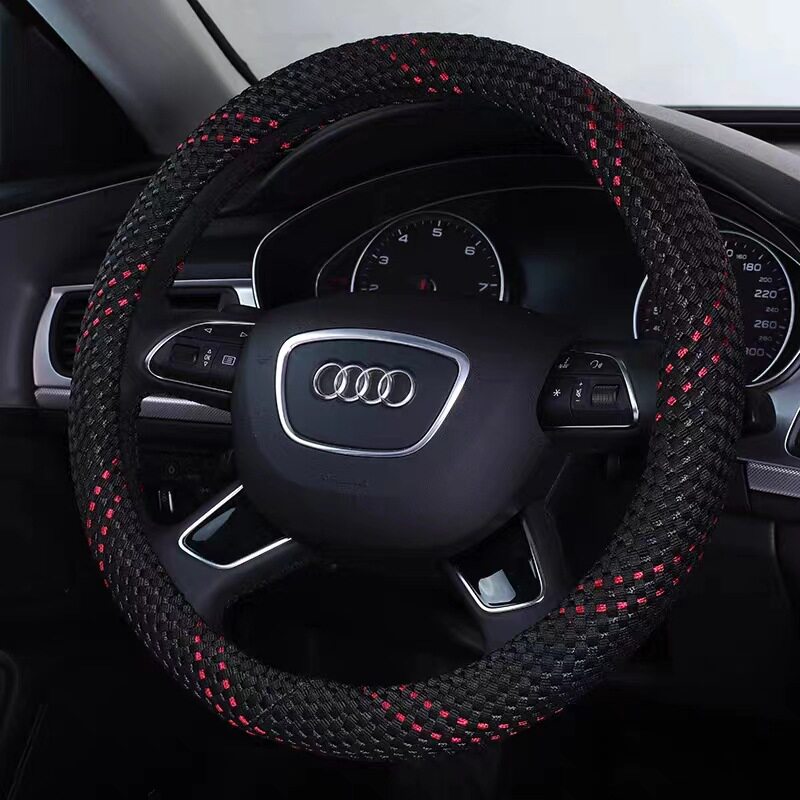 冰丝汽车方向盘套通用四季防滑耐磨把套通用车型手工编织夏季吸汗
