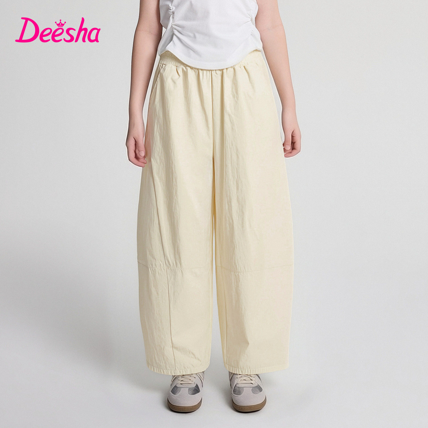 笛莎官方童装女童裤子夏季新款大童女孩儿童洋气休闲时尚弯刀裤