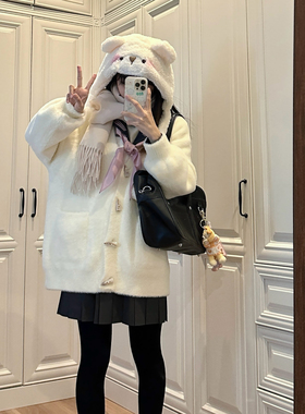 貂毛软妹毛衣开衫外套女秋冬日系可爱jk制服水手服针织上衣服