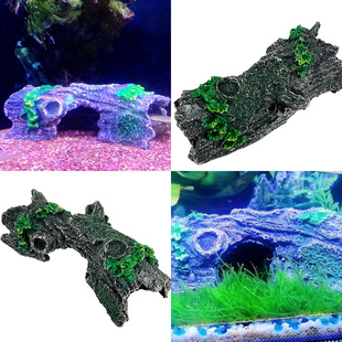 饰树皮 饰斗鱼房子洞穴木房子鱼缸装 1pc水族馆装 饰树脂空心树干装
