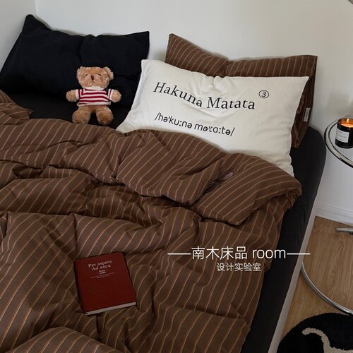 ins博主复古咖全棉水洗棉四件套