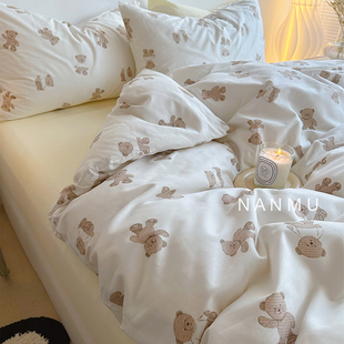 小熊奶呼呼|ins博主可爱干净纯棉四件套卡通全棉宿舍床品1.5米