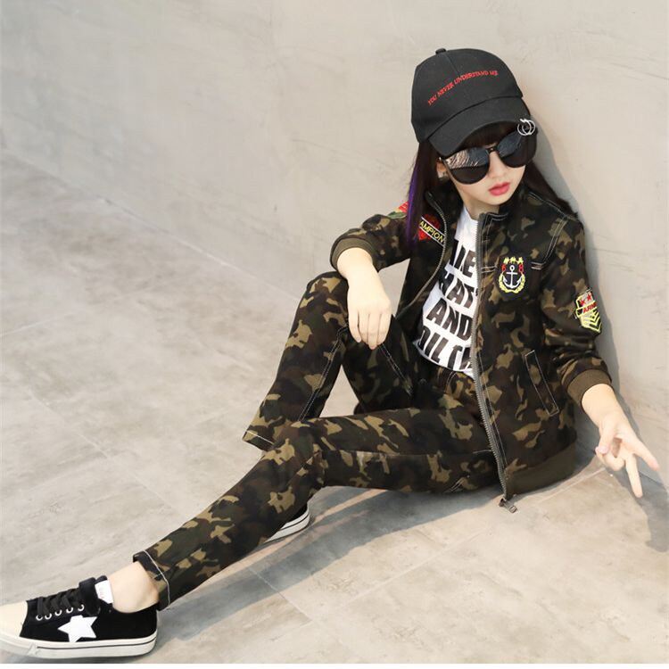 Class clothes Long sleeve Hip hop Children's clothing fashion girl Camouflage suit Autumn girl new pattern Trend Child Expandin the Children/Baby/Family fitted , Set  category - from Buy2taobao.com to provide professional Taobao agent buy service
