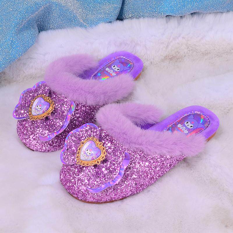 女童毛毛拖鞋冬季可爱公主款
