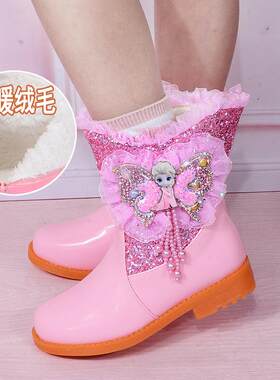 女童短靴冬季新款加绒保暖公主