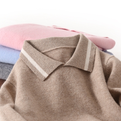 秋冬季儿童纯羊毛polo领毛衣