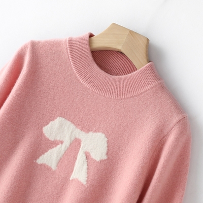 男童女童纯羊毛蝴蝶结加厚毛衣