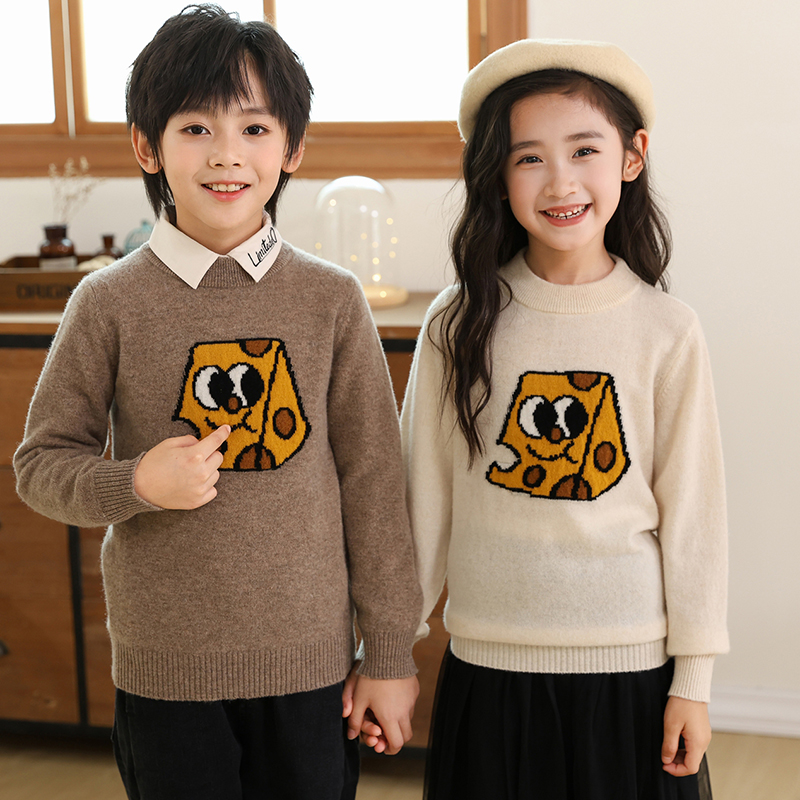 秋冬季儿童纯羊毛卡通毛衣