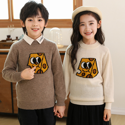 秋冬季儿童纯羊毛卡通毛衣