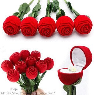 1 Novelty Red Rose Ring Box For Engagement Wedding Earrings