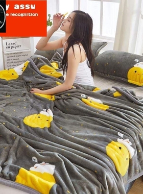 -Summer blanket coral fleece blanket padded flannel bed thin