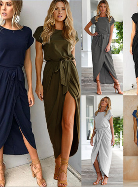 Sexy Women O-neck Dresses Tunic Summer Casual Femme Vestidos