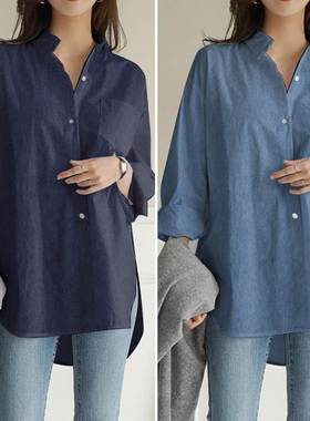 Autumn shirt women asymmetric top casual long sleeve Blusas
