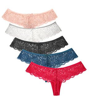 Pack of 5 Ladies Lace Strings Lingerie Thongs Pack Underwear