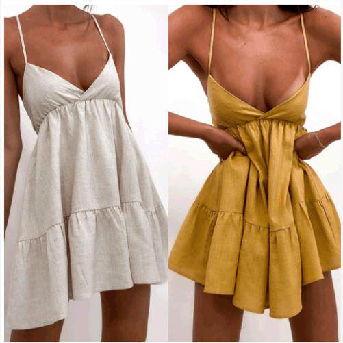 2022 summer new V-neck sexy commuter suspender dress