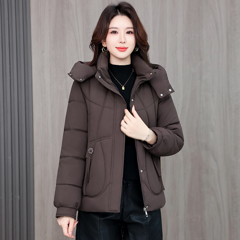 2025新款连帽短款棉服女妈妈中老年女装