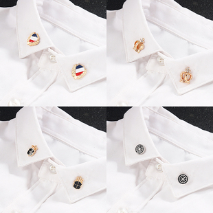 男士衬衫领口装饰精致迷你皇冠盾牌小领针女领扣简约气质西服配饰