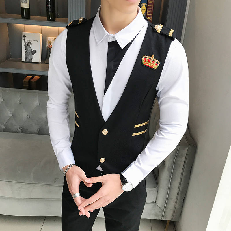 夜店服装ktv酒店酒吧夜场服务员西装马甲男修身大码马夹工作服潮