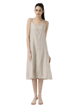 无印工坊 女士夏款亚麻吊带裙睡裙家居服 时尚简约大气L2009