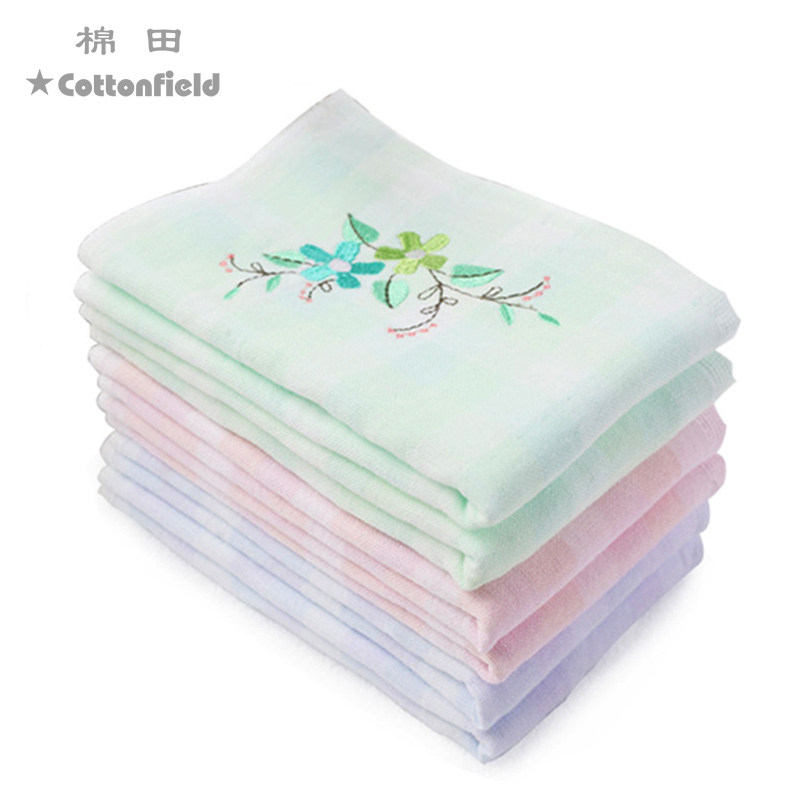 棉田花语纯棉纱布小毛巾女刺绣全棉柔软吸水洗脸擦手方巾F2409,居家布艺,毛巾/面巾,淘宝优惠券,粉丝福利购,淘宝优惠卷