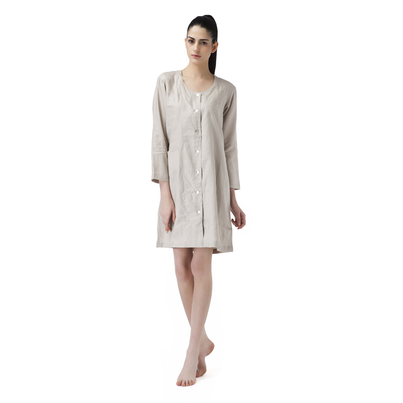 夏季亚麻睡裙时尚简约风家居服