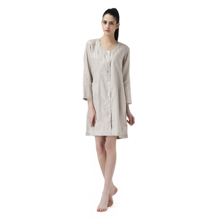 女家居服圆V领夏季 简约大气 亚麻长衫 时尚 L2030 睡裙 无印工坊