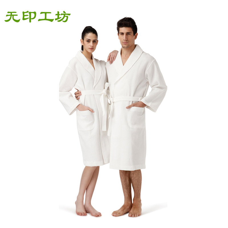 无印工坊纯棉浴衣/浴袍/家居服全棉华夫格纹可穿休闲浴衣BR0910图片