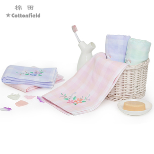 棉田专柜正品花语女士纯棉毛巾柔软吸水纱布洗脸全棉面巾M2409