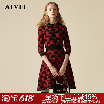 AIVEI艾薇冬季女针织连衣裙百搭