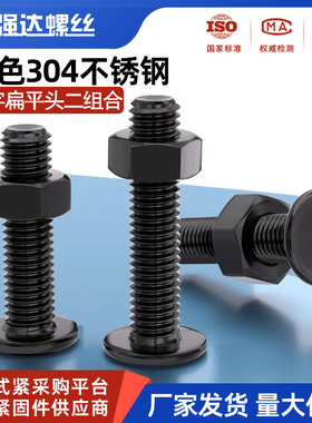黑色304不锈钢十字扁平头薄头螺丝钉螺母套装组合M1.6M2M3M4M5M6