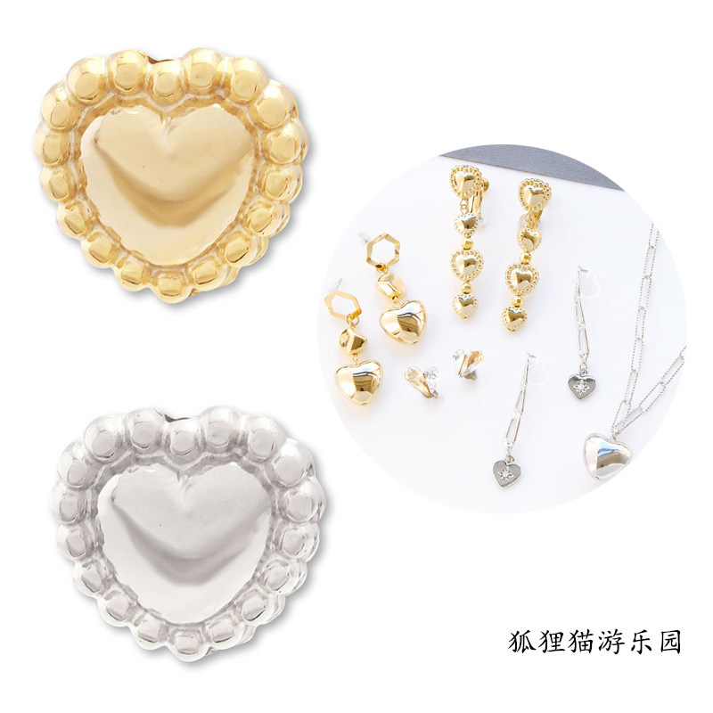 ccb树脂通孔爱心形镀金日本贵和