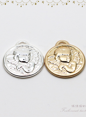复古金币天使吊坠挂件日本贵和