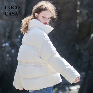 cococasa欧洲站小个子白色羽绒服女短款2023冬季新欧货外套面包服