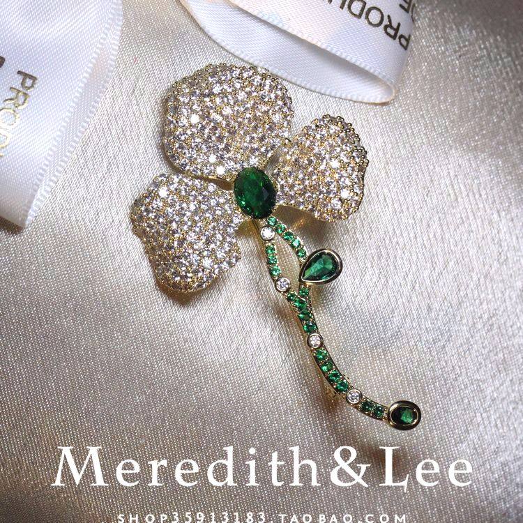 meredith&lee 高级感轻奢花瓣气质优雅金色复古时尚百搭锆石胸针