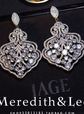 Meredith&Lee法式优雅浪漫粉色爱心轻奢满钻时尚百搭气质锆石耳环